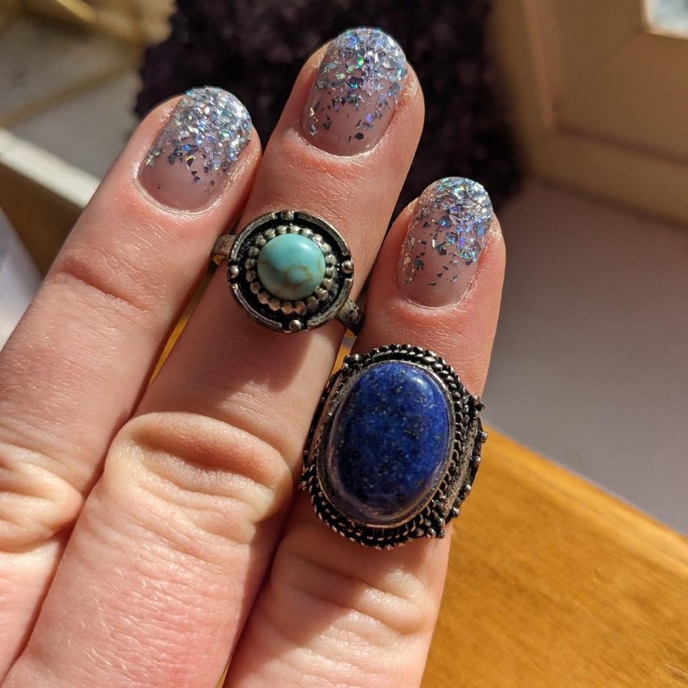 Blue stone rings